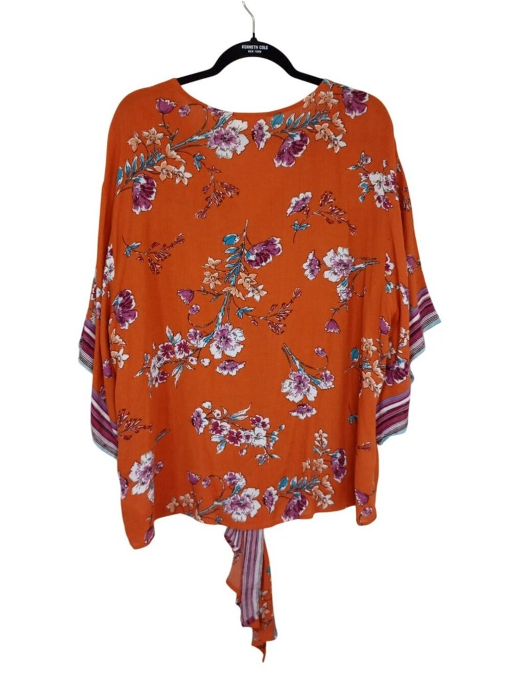 Style & Co Floral Tie-Front Kimono Top Orange Multicolor Size XL Womens - Picture 9 of 9